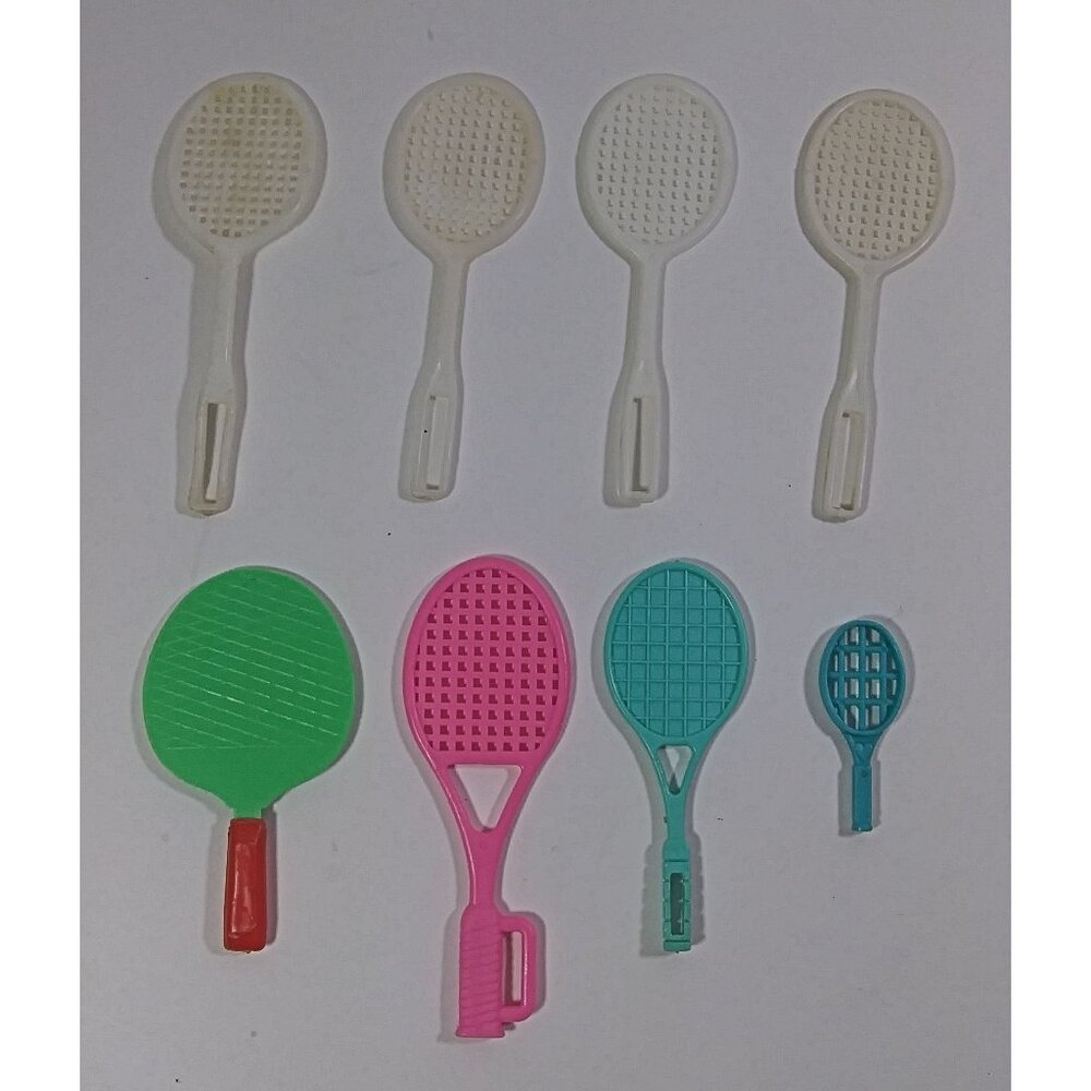Vintage Barbie Tennis Racquets Lot 8 Mattel Miniature Diorama Sports Accessory